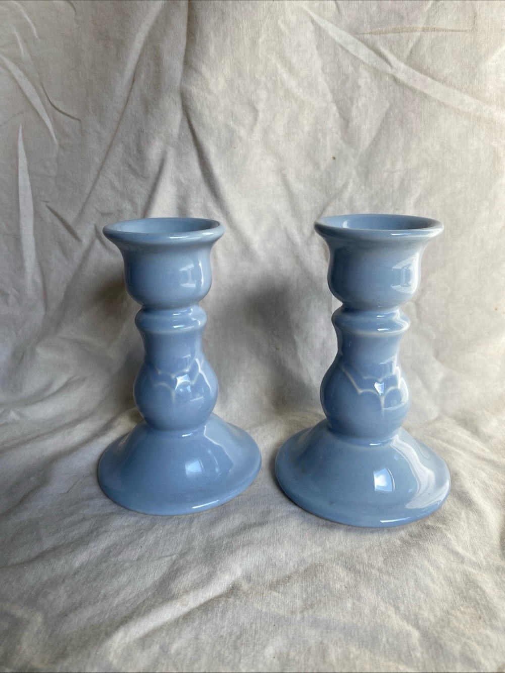 Pfaltzgraff Gazebo Blue Candle Stick Holders- Pair -5”